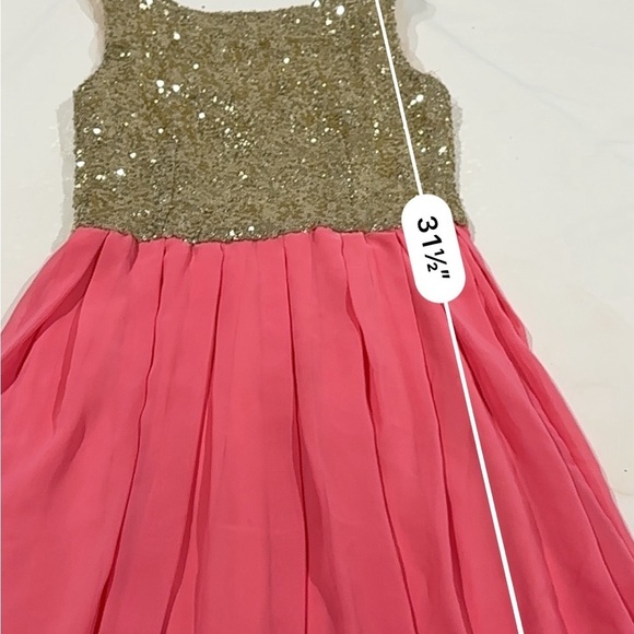 B.Darlin pink and gold Sequin and chiffon Dress juniors size 3/4 - Picture 5 of 6